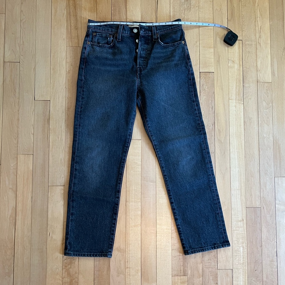 Levi's WEDGIE STRAIGHT FIT WOMEN'S JEANS Gray/Black Sz 26 High Rise Waisted